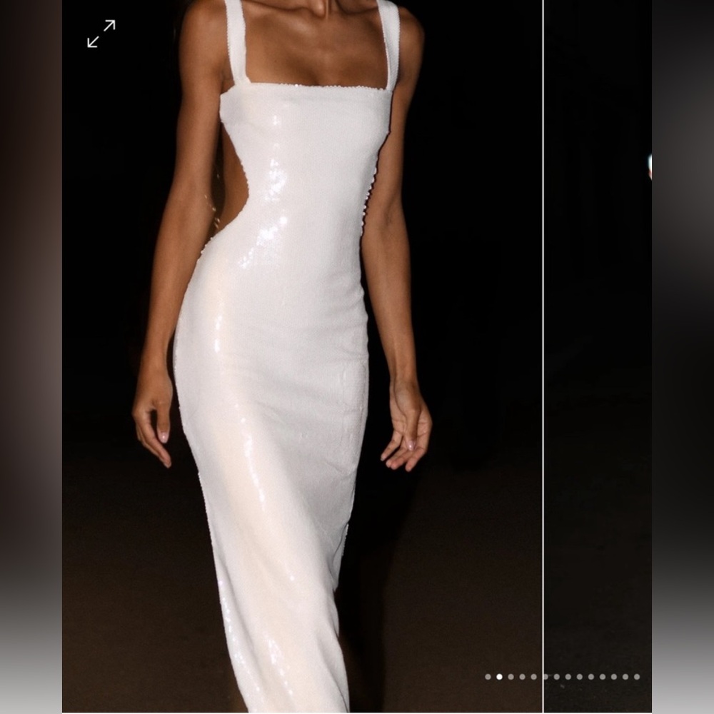 Meshki Adoria Sequin Cut Out Maxi Dress - White (Size XXL)